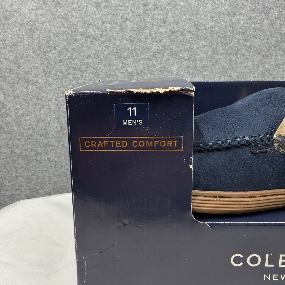 Cole Haan Mens Venetian Plaid Collar Microsuede Slippers Midnight Moon 11 104852 - Picture 4 of 12